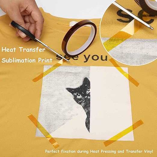 Valley'sYuMiao 24Rolls,10mm×108fts, Heat Tape for Sublimation, Heat Resistant Tape, Heat Transfer Tape, No Residue, Thermal, Total Length 2596fts