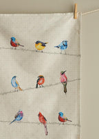 Maison d' Hermine Kitchen Towels Set of 2 100% Cotton 27.50" x 20" Reusable Cloth Tea Dish Towels Absorbent with Hanging Loop for Kitchen, Dining, Cocktail Parties Spring/Summer (Birdies on Wire)