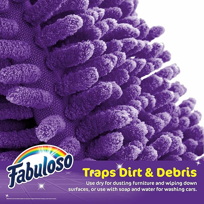 Fabuloso Microfiber Cleaning Mitt, Purple, One Size Fits All - Lint-Free, Scratch-Free Glove for Surfaces and Furniture - Dustless Hand Cloth for Bold & Bright Experience