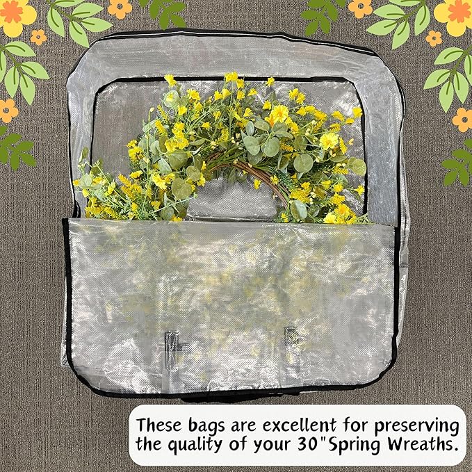 VENO 5 Pack Wreath Storage Bag, Summer, Christmas Decoration Garland Container, 30 Inch Clear Door Wreath Organizers, Moving Boxes, Packing Supplies for College (Square - 5 Pack)