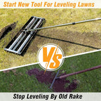 Updated Lawn Leveling Rake with Aluminum Roller, Stainless Steel 40"x10" Levelawn Tool , Heavy-Duty Lawn Leveler with 80" Extended Handle, Yard Leveling Rake Suit for Garden, Golf Lawn, Farm