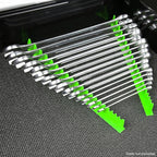 OEMTOOLS 22216 Rail Wrench Organizer, 2 Piece, Wrench Storage Holder For Up To 35 Tools, 23 Inch Low Profile Rail Tool Box Accessories, Adhesive Backing, Green