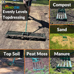 LANDZIE - The Original Lawn Leveling Rake – 36" Steel Handle Yard Leveler, Lawn Level Tool for Creating a Flat Surface - Works for Soil, Dirt, Topdressing, and Ground