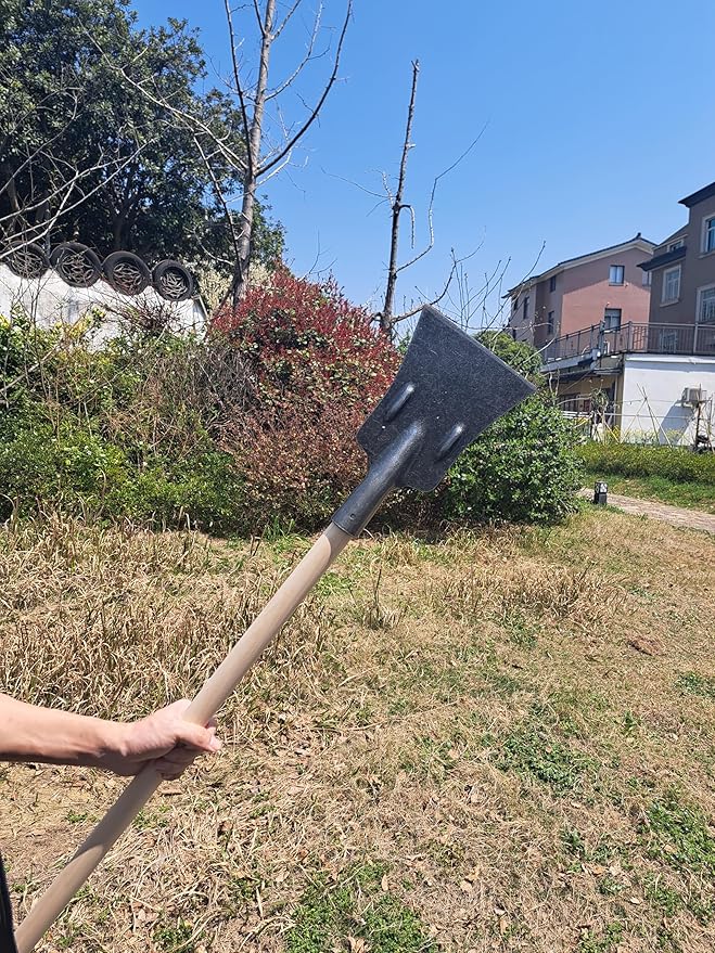 59 inch Wood Handle Ice Chopper and Lawn Edger, Weeding Tools Gardening Flat Spade for Lawn Edging, Ice Scraper, Steel Head Wood Handle