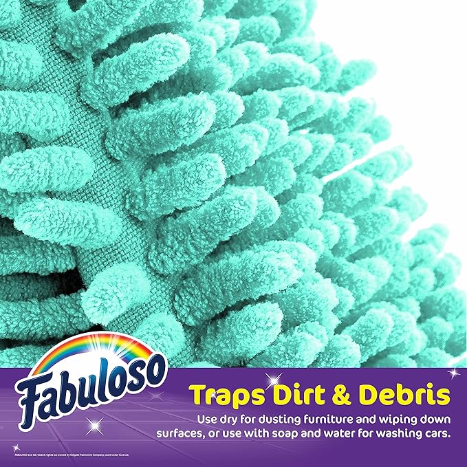 Fabuloso Microfiber Cleaning Mitt, Teal, One Size Fits All - Lint-Free, Scratch-Free Glove for Surfaces and Furniture - Dustless Hand Cloth for Bold & Bright Experience, 3 Count