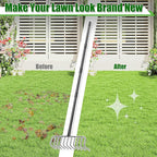 Garden Thatch Rake, 82" Heavy Duty Lawn Leveling Rake with 11 Stainless Steel Tines, Adjustable Long Handle Garden Tool for Loosening Soil, Cleaning The Leaves, Removing Thatch, Laying Sod