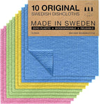 SUPERSCANDI 10 Pack Reusable Cleaning Cloths - 100% Biodegradable & Compostable | Washable Swedish Dishcloth - Food-Safe & Plastic-Free | Kitchen Cloth Suitable for Any Surface, Pink Green Blue