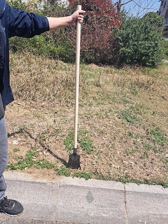59 inch Wood Handle Ice Chopper and Lawn Edger, Weeding Tools Gardening Flat Spade for Lawn Edging, Ice Scraper, Steel Head Wood Handle