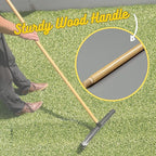 Room Groom Carpet Rake and Groomer with Wood 60" Handle, Sturdy Design, Carpet Brush Ideal for Pet Hair, Refreshing High Pile Carpets, Rugs, and Artificial Turf