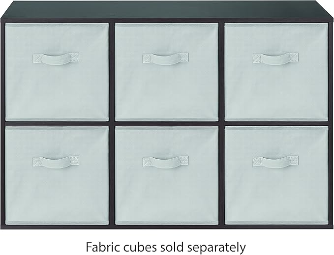 Whitmor 6 Cube Storage Organizer, 3 Tier Stackable Mdf Wood Bookcase, Open Storage Display Bookshelf, Storage Cabinet for Living Room, Bedroom, Home, Office, 23.7"L x 11.7"W x 35.2"H, Black