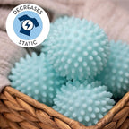 Reusable Laundry Dryer Balls, Plastic Anti-Static Fabric Softener, Reduces Wrinkles, Sustainable Cleaning Supplies, Essential Washing & Drying Aid for Soft, 6 Pack, 2.36 in (Sky Blue/Purple/Pink)