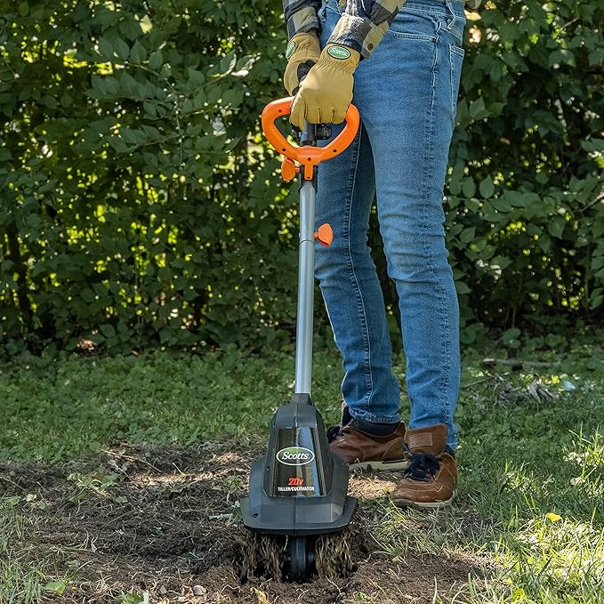 Scotts Outdoor Power Tools TC70020S 20-Volt 7.5-Inch Cordless Garden Tiller Cultivator, (2AH Battery & Fast Charger Included)