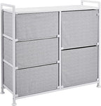 Amazon Basics Bedroom Closet Organizer with 5-Fabric Storage Drawers for Clothes Storage, White