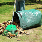 Gardzen 12 Tines Gardening Leaf Rake, Lightweight Steel Handle, Detachable, Ideal Camp Rake, Comes with Dustpan-Type Garden Bag