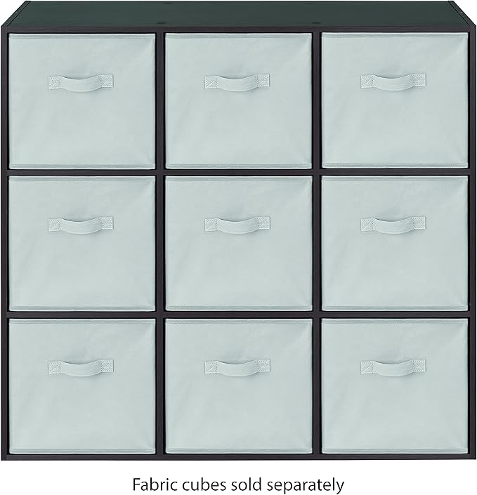 Whitmor 9 Cube Storage Organizer, 3 Tier Stackable Mdf Wood Bookcase, Open Storage Display Bookshelf, Storage Cabinet for Living Room, Bedroom, Home, Office, 35.5"L x 11.7"W x 35.5"H, Black