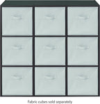 Whitmor 9 Cube Storage Organizer, 3 Tier Stackable Mdf Wood Bookcase, Open Storage Display Bookshelf, Storage Cabinet for Living Room, Bedroom, Home, Office, 35.5"L x 11.7"W x 35.5"H, Black