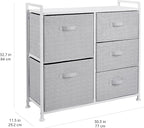 Amazon Basics Bedroom Closet Organizer with 5-Fabric Storage Drawers for Clothes Storage, White