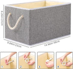 Yawinhe Foldable Fabric Storage Cubes 3-Pack, Collapsible Bins with Rope Handle, Large Closet Organizers for Shelves, Closets, Clothes, 14.96''Lx9.84''Wx8.26''H, Grey