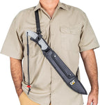 CAT Latin 21-Inch Machete with Shoulder Strap Sheath, Blade Knife with Ergonomic Comfort Tool Handle, Cut, Chop, Clear Brush, Garden, Outdoors, Camping - 980409ECT Black