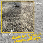 Room Groom Carpet Rake and Groomer with Wood 60" Handle, Sturdy Design, Carpet Brush Ideal for Pet Hair, Refreshing High Pile Carpets, Rugs, and Artificial Turf