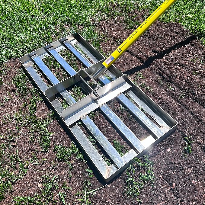 Rocklin™ Lawn Leveling Rake – 22” x 10” Stainless Steel Levelawn Tool with 78” Handle | Smooth & Level Soil, Sand or Grass | Durable Leveling Tool for Lawn, Yard and Garden