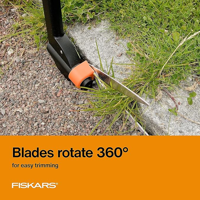 Fiskars Grass Shears, Long Handle, 36" Handle Lawn Shears for Trimming Grass while Standing, Lawn Cutter with 360-Degree Swivel Blade