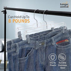 Hanger Central Premium 14 Inch Clear Pants Hangers with Adjustable Clips - 25 Pack Space-Saving Skirt Hangers - Non-Slip Heavy Duty Plastic Closet Organizers with 360° Swivel Hook