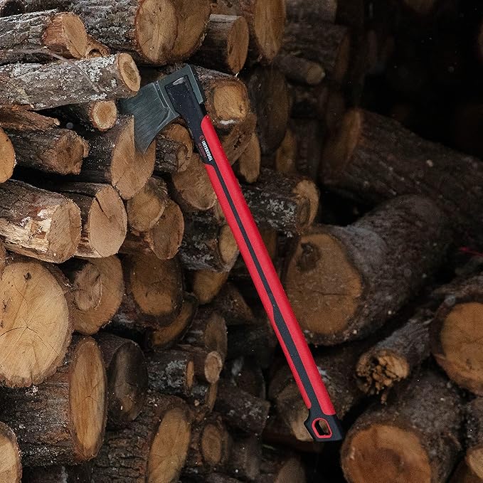 INTERTOOL Wood Splitting Axe for Firewood Logs 28” - Maul Ax Splits Medium to Large Rounds with Composite Shock Absorbing Non-Slip Handle - Carry Sheath - HT08-0298