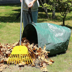 Gardzen 12 Tines Gardening Leaf Rake, Lightweight Steel Handle, Detachable, Ideal Camp Rake, Comes with Dustpan-Type Garden Bag - Yellow