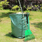 Gardzen 12 Tines Gardening Leaf Rake, Lightweight Steel Handle, Detachable, Ideal Camp Rake, Comes with Dustpan-Type Garden Bag