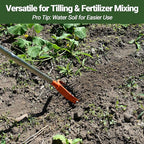 67-Inch Garden Cultivator with Tempered Spring Steel Tines, Adjustable Stainless Steel Handle, Manual Rotary Design for Soil Loosening