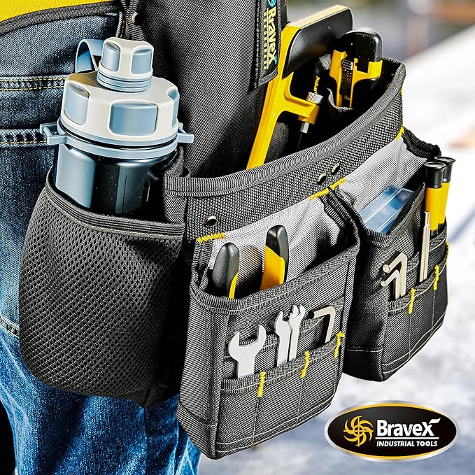Tool Belt Suspenders, Professional Tool Belt Organizer With Suspenders and 20 Pockets, Heavy Duty Carpenter Suspension Rig For Framers Carpenter Electrician 1200D Ballistic Nylon