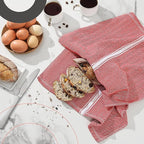 Zeppoli Classic 15 Pack 100% Natural Cotton Kitchen Towel Set, Reusable Wash Cloths, Absorbent Dish Towels, Machine Washable Hand Towels, Kitchen Essentials - 14' by 25' - Red Base