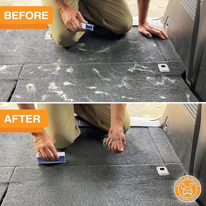 FurDozer Pet Hair Remover & Auto Detailing Tools - Cat & Dog Hair Remover for Carpets, Car Interiors, Couches, Bedding, & Pet Furniture (Purple, (3 Pack) - X6, X3 PRO, X3 MINI)