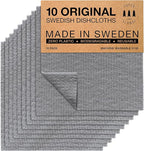 SUPERSCANDI 10 Pack Swedish Dishcloths for Kitchen - 100% Biodegradable & Compostable Reusable Paper Towels Washable, Food-Safe & Without Plastic - Dish Rags Suitable for Any Surface, Grey