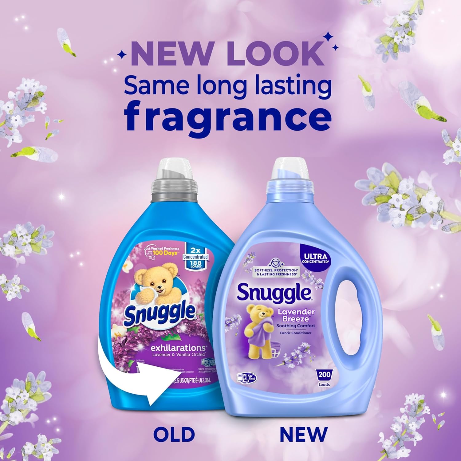 Snuggle Exhilarations Liquid Fabric Softener, Lavender and Vanilla Orchid, 2X Concentrated, 188 Loads